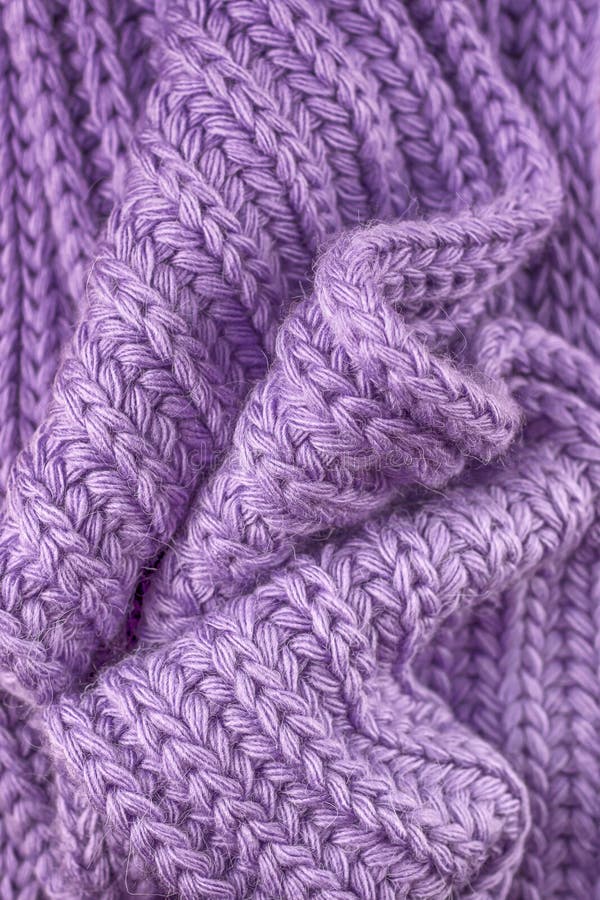 Violet Knitting Wool Texture. Close Up Wool Background. Top View Stock ...