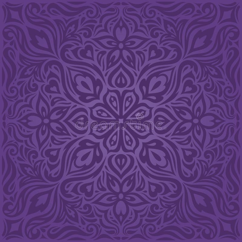 Violet Purple Flowers Vintage Seamless Pattern Floral Background ...