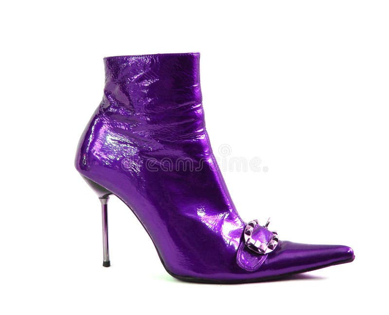 Violet woman shoes isolated on white background