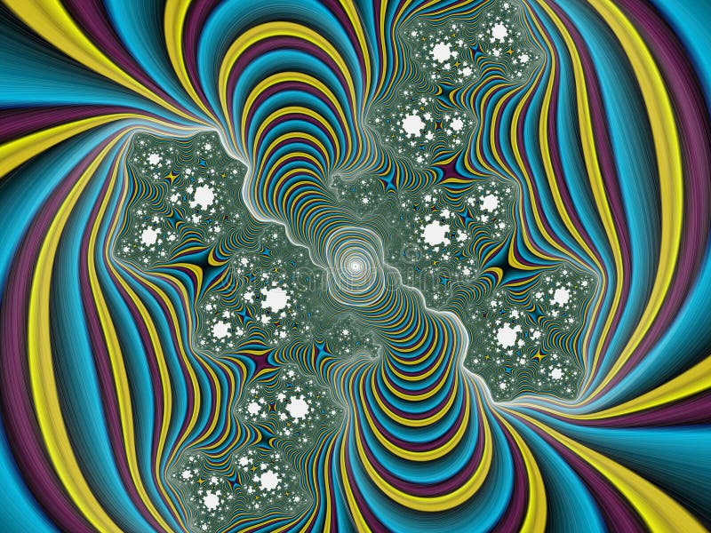 Violet yellow purple blue swirls, fractal, abstract background stock illustration