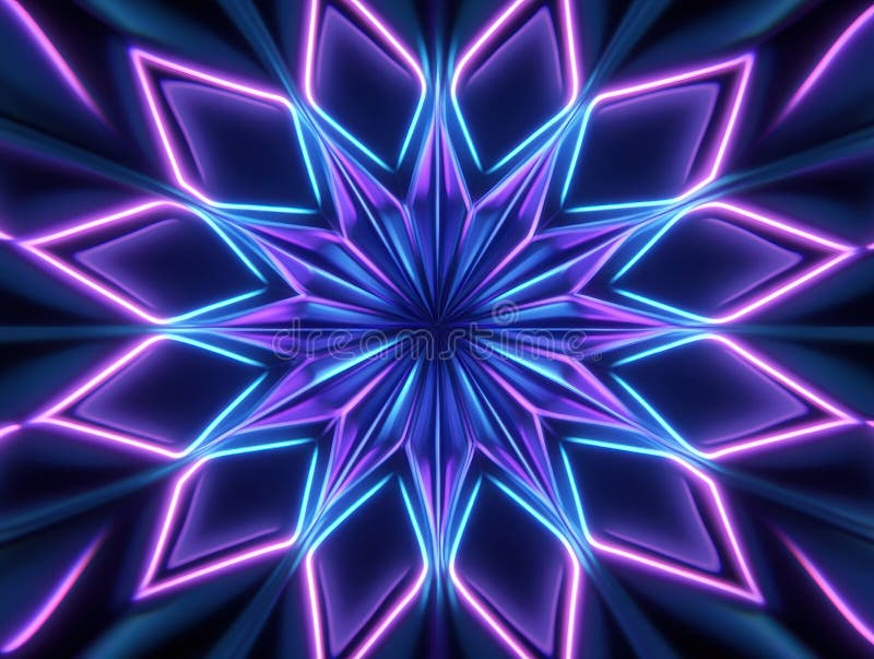 Violet și albastru stea luminată cu neon lumini royalty free illustration