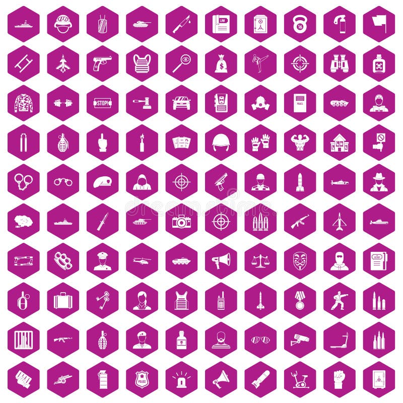 violeta do hexágono de 100 ícones do oficial ilustração do vetor violeta do hexágono de 100 ícones do oficial ilustração do vetor