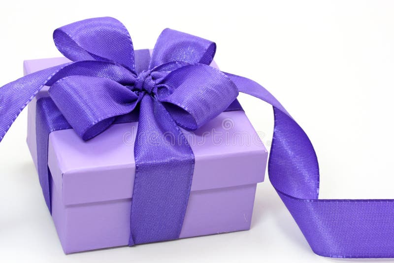 Violet gift box on white background. Violet gift box on white background