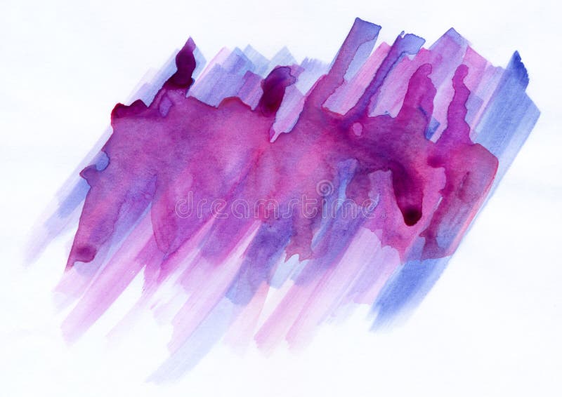 Violette und blaue Aquarellstriche werden in die gleiche Richtung ausgeführt. ein großer violetter Bereich über den Streifen. stock abbildung