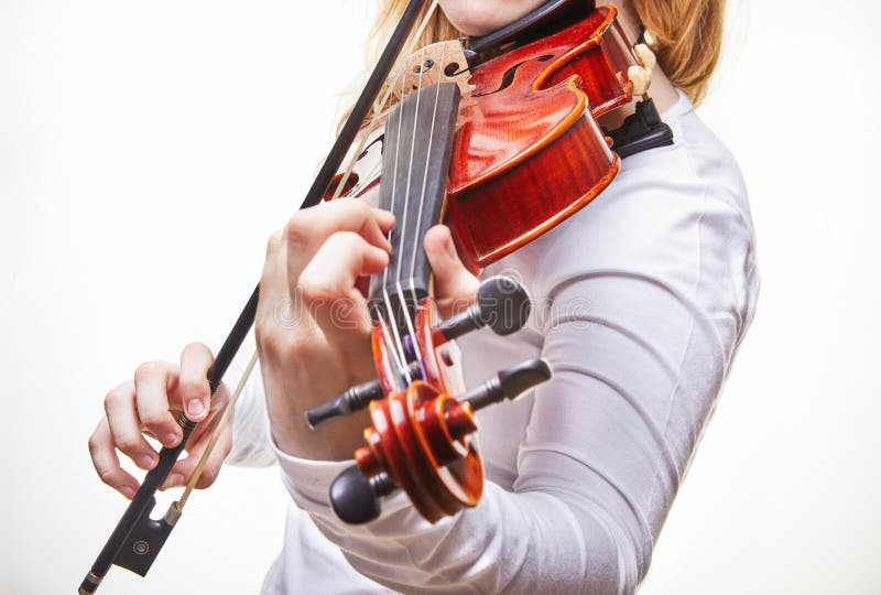 Violin of a Classical Musical Instrument. Hands of a Classic Player on