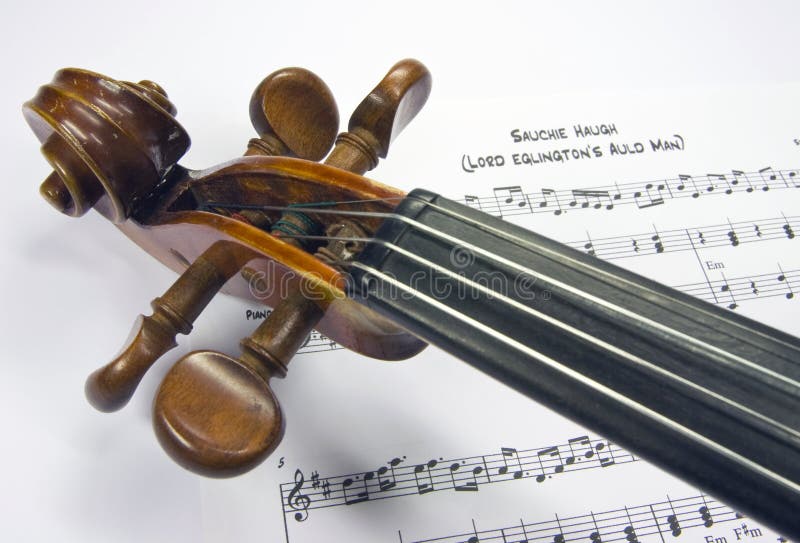 Violin head with sheet music