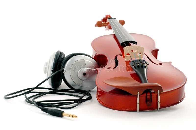 boksning agitation Eksamensbevis Violin and headphones stock image. Image of violinists - 7002103