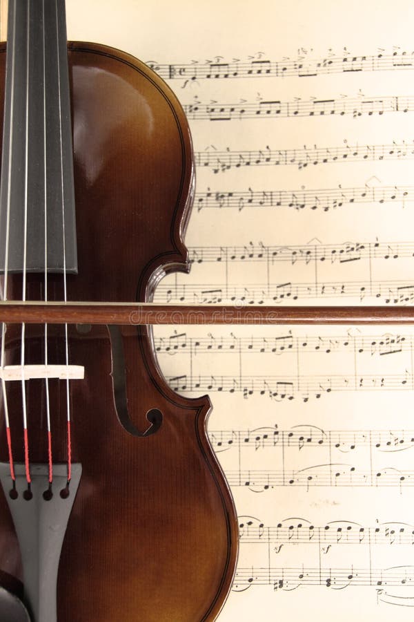 Violin and music sheet stock image