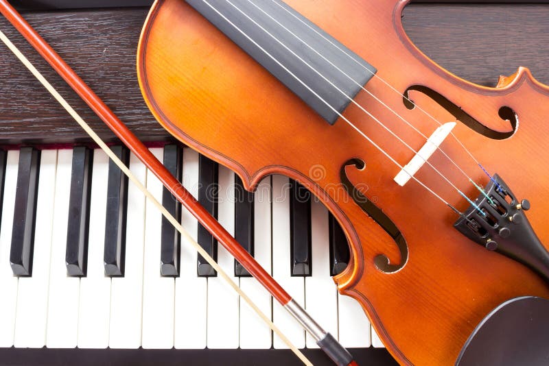 Violin on Piano. Black and White Color Tone Stock Image Image of