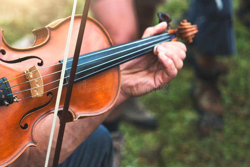 Violin Played Outdoors in a Popular Country Party Stock Image Image
