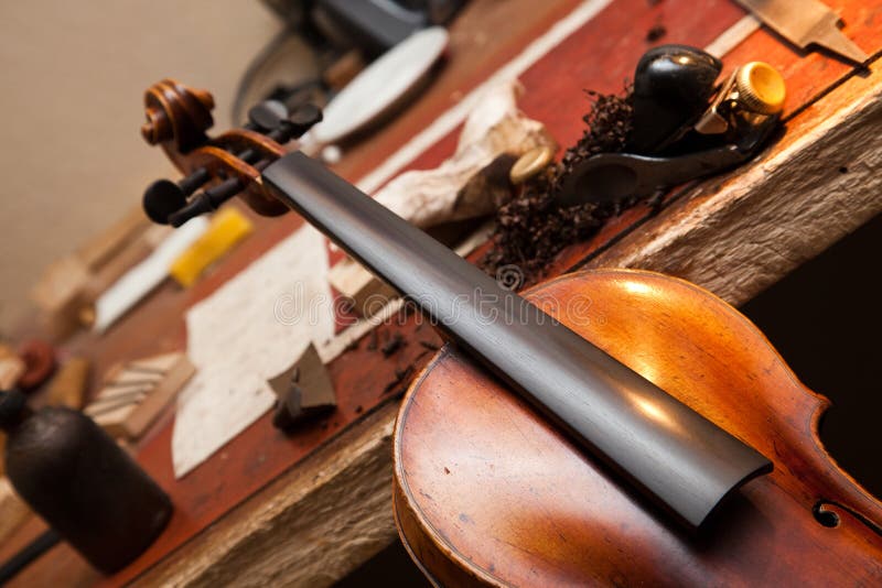 Violin repairs stock image. Image of table, plane, wooden 10480487