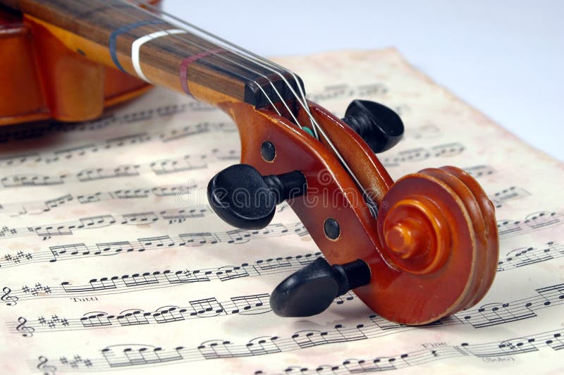 Violin Scroll With Miusic Sheet stock image