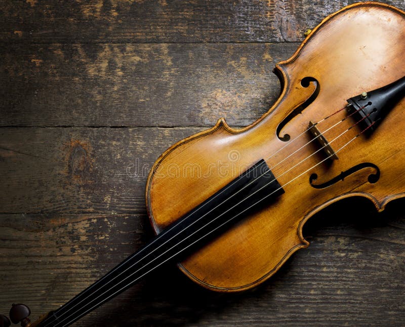 Violin on wooden background royalty free stock photos