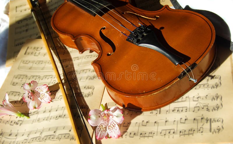 Violine auf Musikblatt lizenzfreies stockbild Violine auf Musikblatt lizenzfreies stockbild