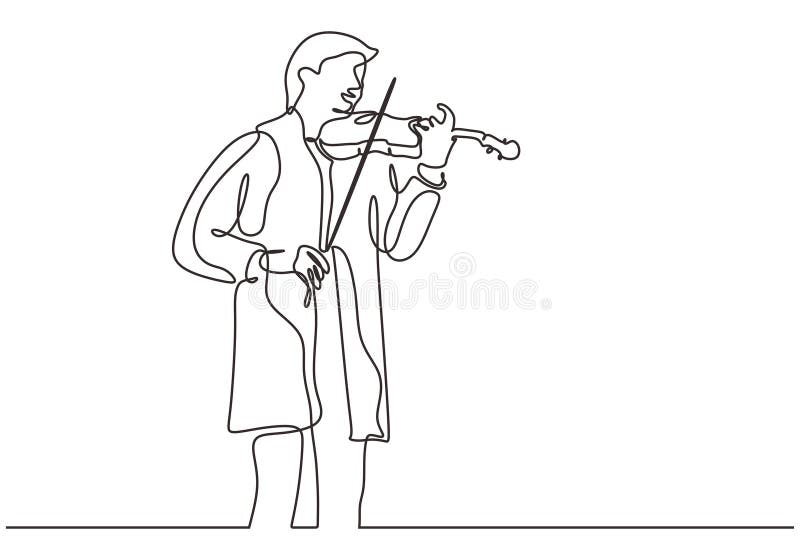 Violinist Minimalism Drawing Continuous Line One Hand Drawn Vector. Man ...