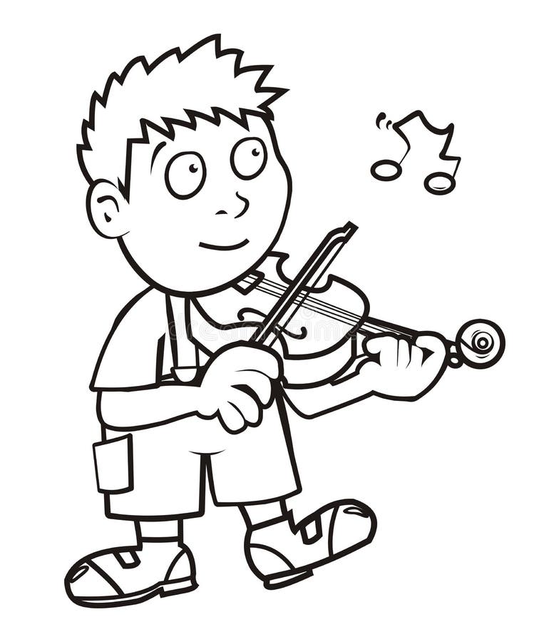 Violinista, libro de colorear ilustración del vector Violinista, libro de colorear ilustración del vector