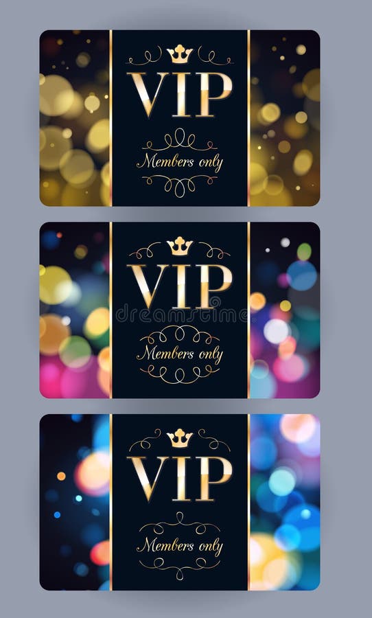 VIP cards with abstract bokeh background. vector illustration