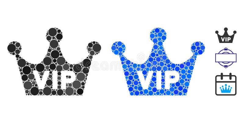 VIP Crown Mosaic Icon of Round Dots vector illustration