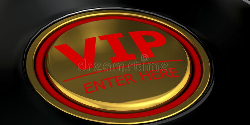 VIP enter here golden button vector illustration