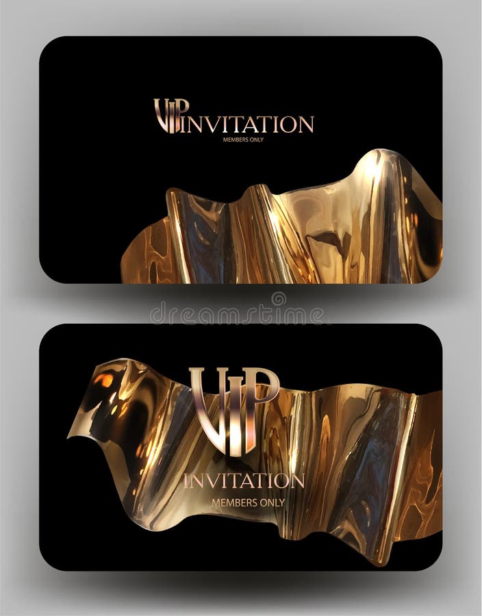 Vip-inbjudan med guld- metalliska beståndsdelar stock illustrationer
