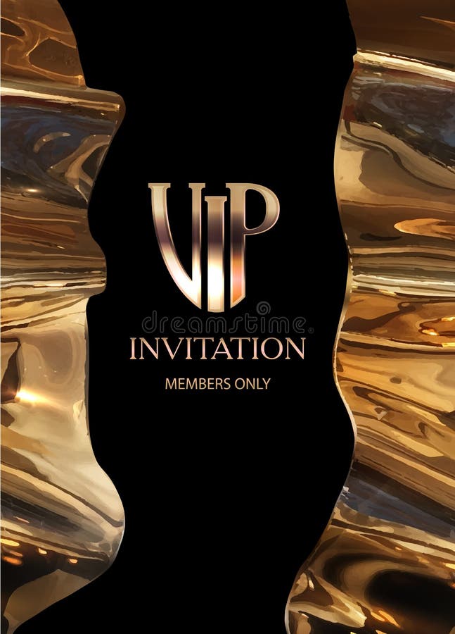 Vip-inbjudan med guld- metalliska beståndsdelar stock illustrationer