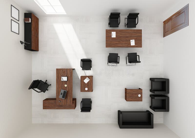 VIP Office Furniture Top View 3D Rendering Stock Illustration -  Illustration of book, wood: 98442935
