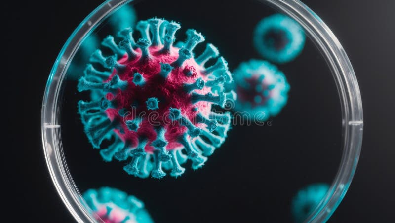 Viral Infection A CloseUp Look at the Science of Pandemics. stock illustration