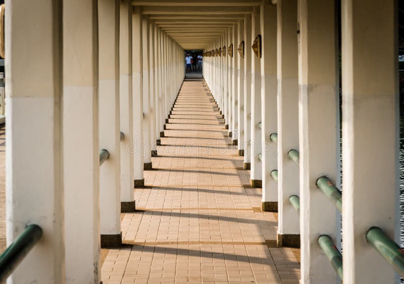 Port corridor,many columns and Shadows in the afternoon. Port corridor,many columns and Shadows in the afternoon