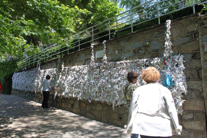 Wishing Wall at House of the Virgin Mary Near Kusadasi, Turkey. Unknown tourists