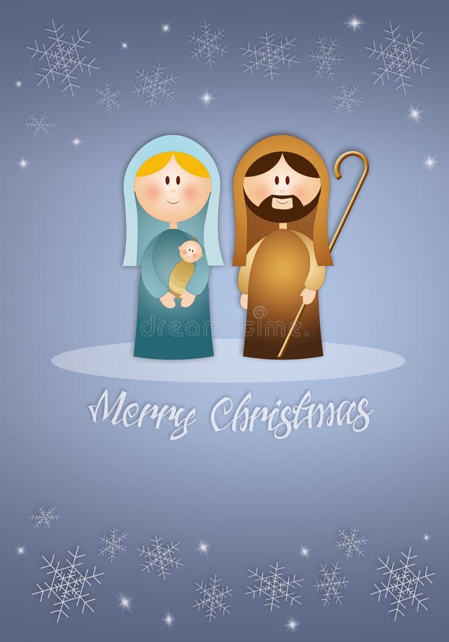 Virgin Mary and Joseph in Christmas Stock Illustration Illustration
