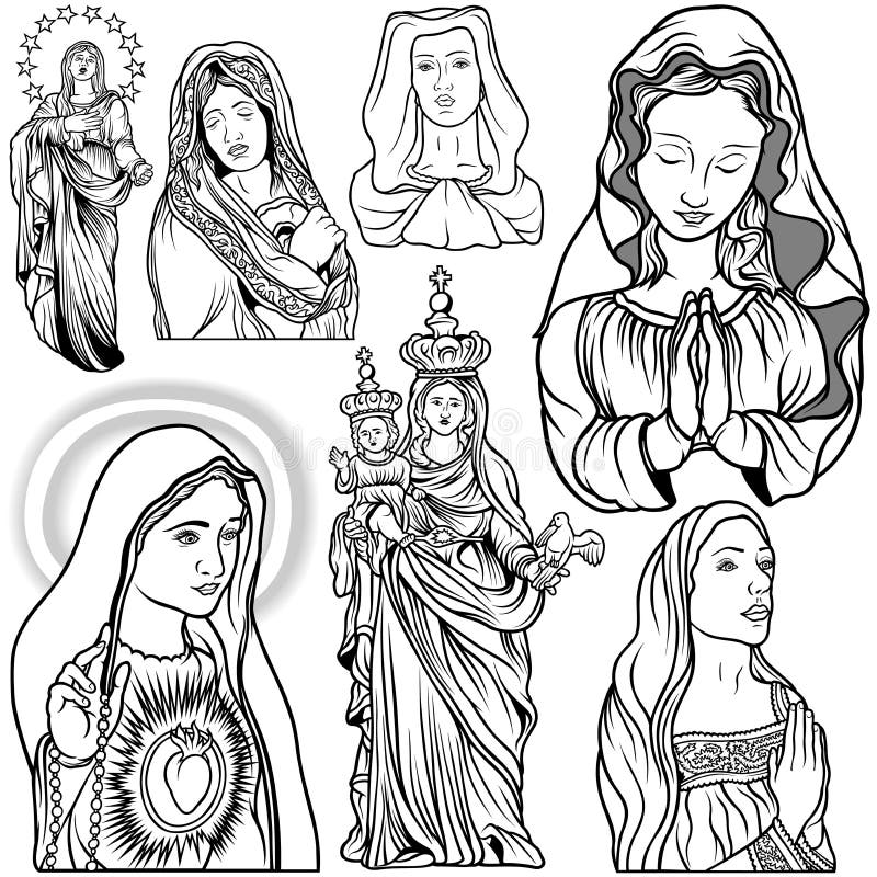 Virgin Mary Set royalty free illustration.