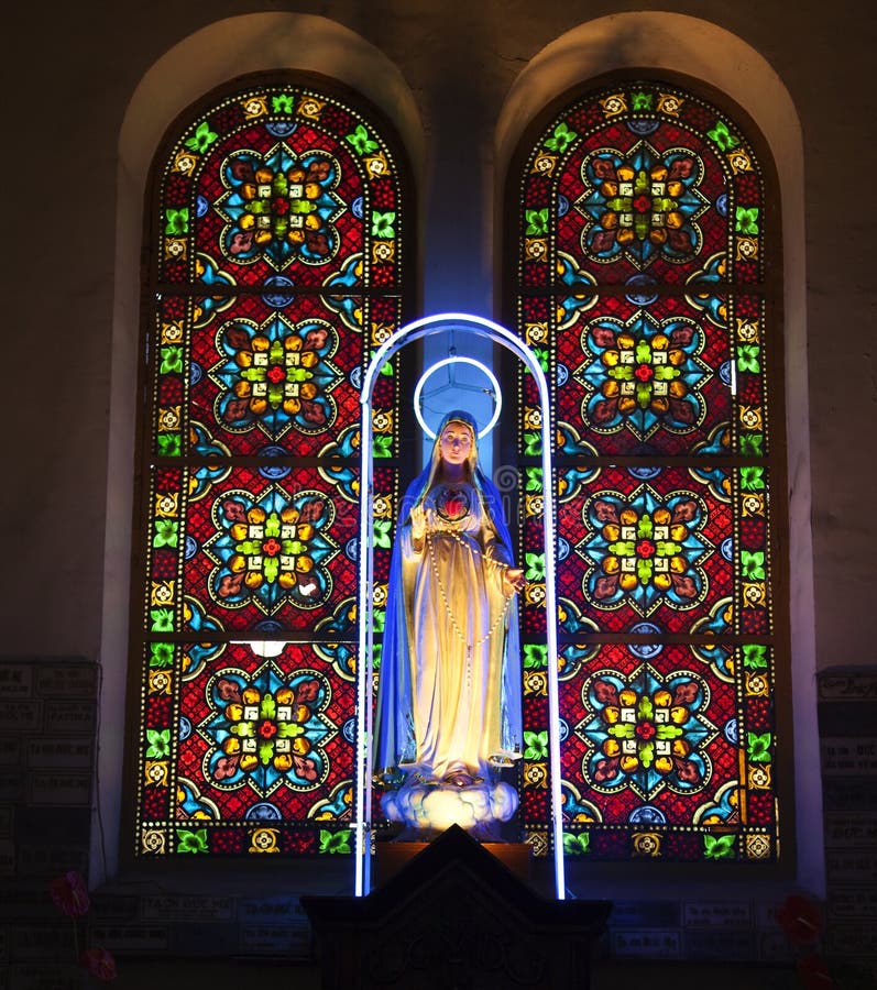 Virgin Mary Statue Shrine Saigon Vietnam Stock Image Image of