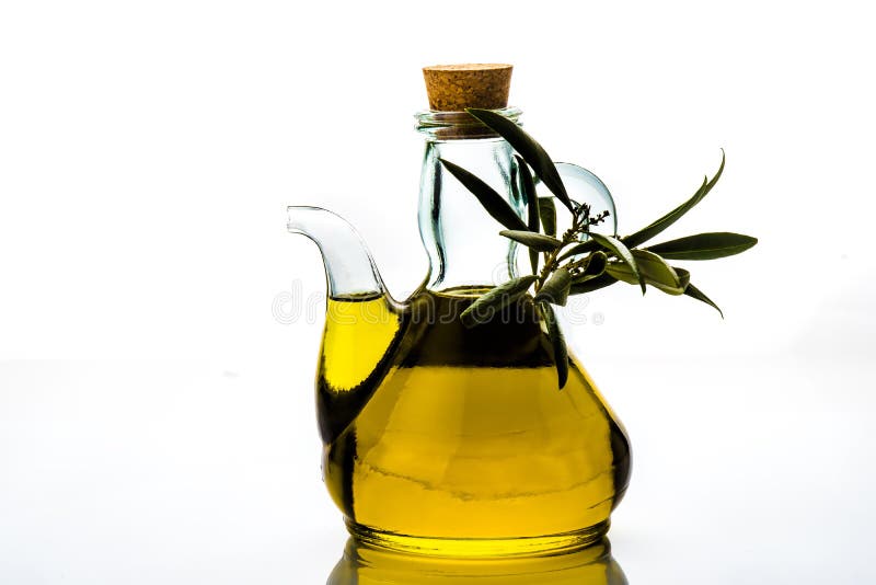 Virgin Olive Oil Jar Isolated Stock Photo Image of glass, oily 87669548
