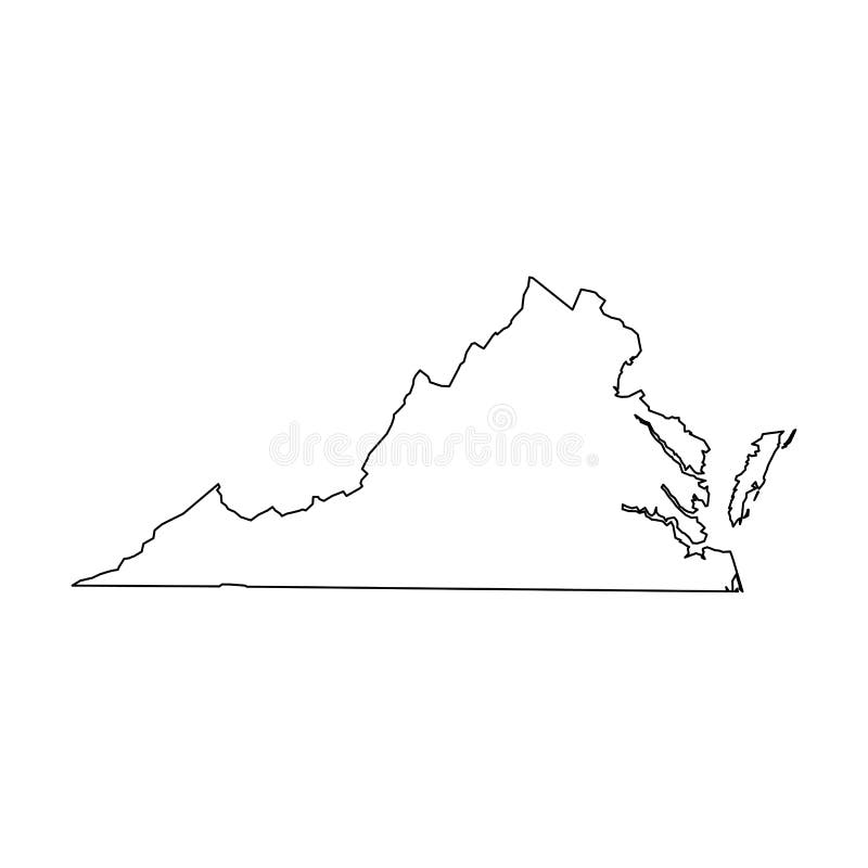 Virginia, state of USA - solid black outline map of country area. Simple flat vector illustration royalty free illustration