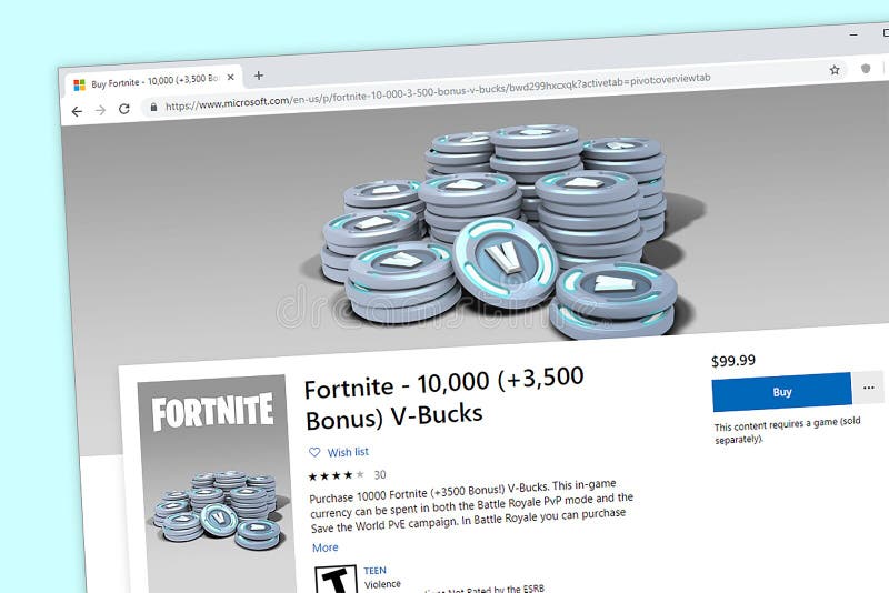 Fortnite Purchase Page For 10 000 V Bucks Editorial Photography
