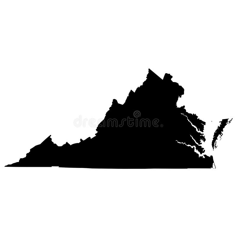 Virginia VA State Border USA Map Solid Stock Vector Illustration of