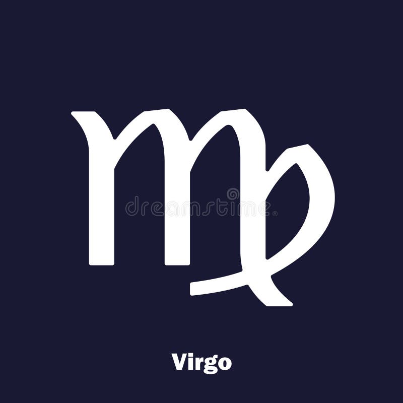 Virgo Zodiac Sign. Astrological Symbol. Vector Icon on Dark Blue Stock ...