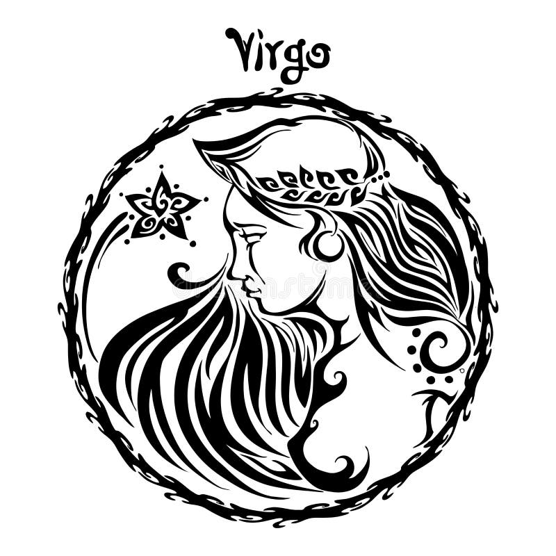 Virgo Tattoo Vector Illustration Decorative Design Stock