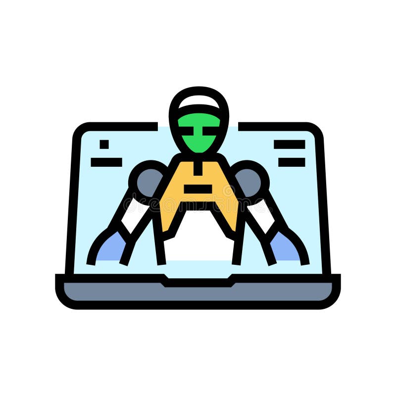 Virtual assistant hybrid work color icon vector illustration stock illustration
