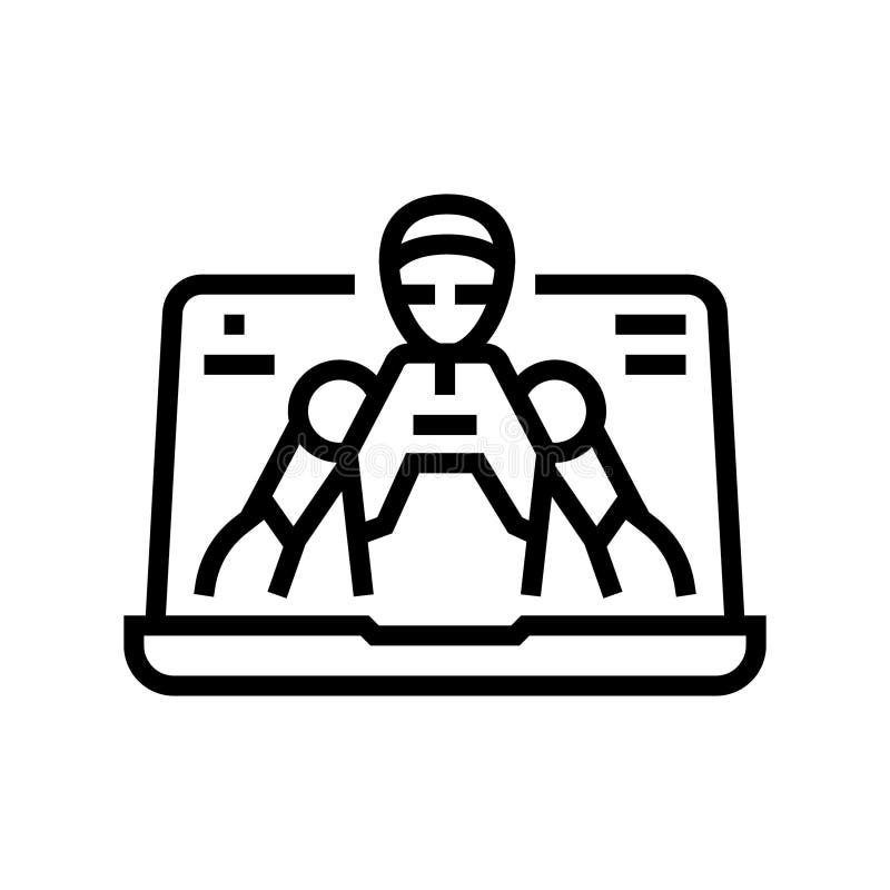 Virtual assistant hybrid work line icon vector illustration stock illustration