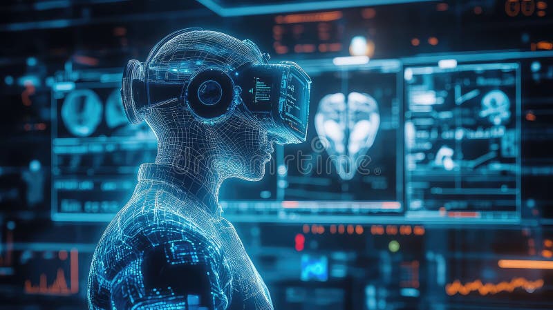 Virtual doctor avatar medical hud style simulation royalty free illustration