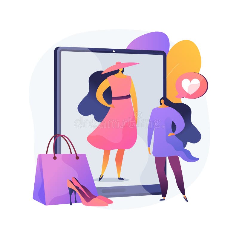 Virtual fitting room abstract concept vector illustration. vector illustration