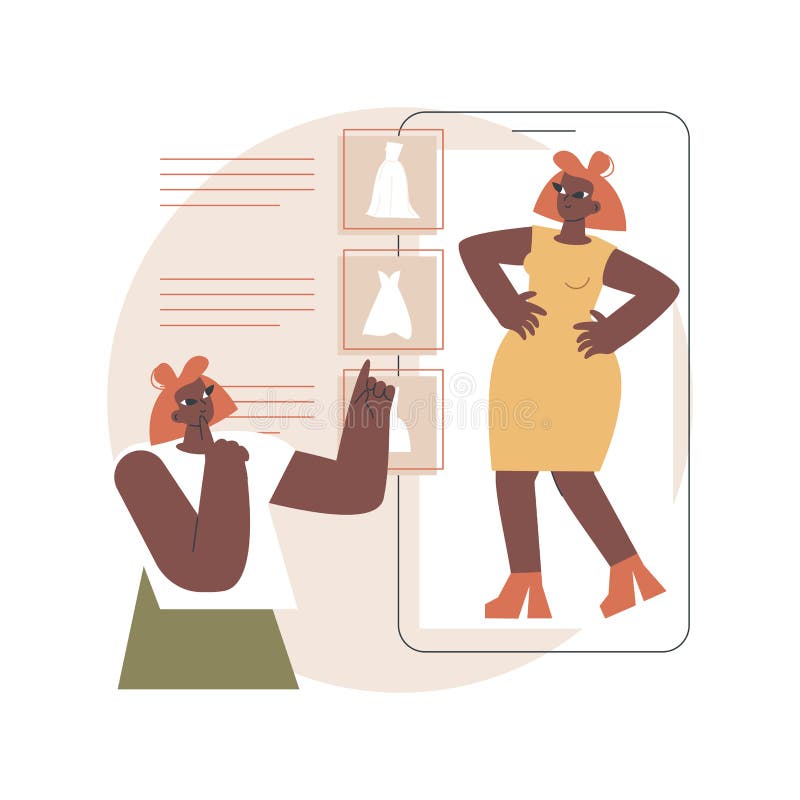 Virtual fitting room abstract concept vector illustration. stock illustration