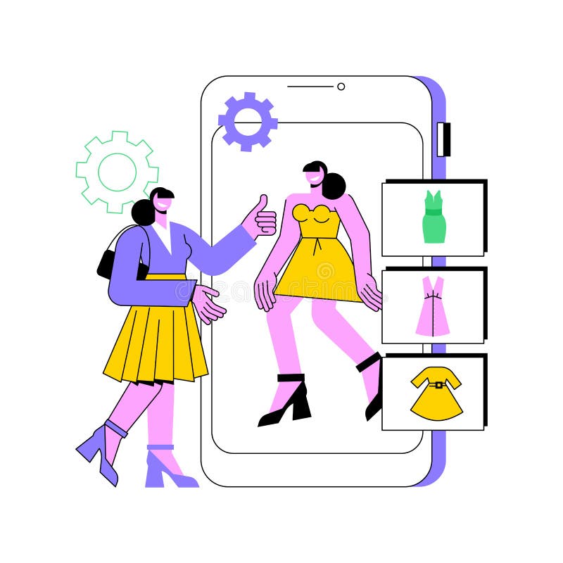 Virtual fitting room abstract concept vector illustration. stock illustration