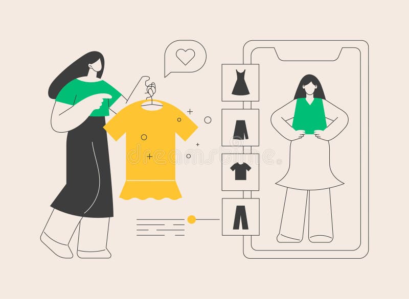 Virtual fitting room abstract concept vector illustration. vector illustration