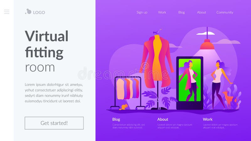 Virtual fitting room vector landing page template. royalty free illustration