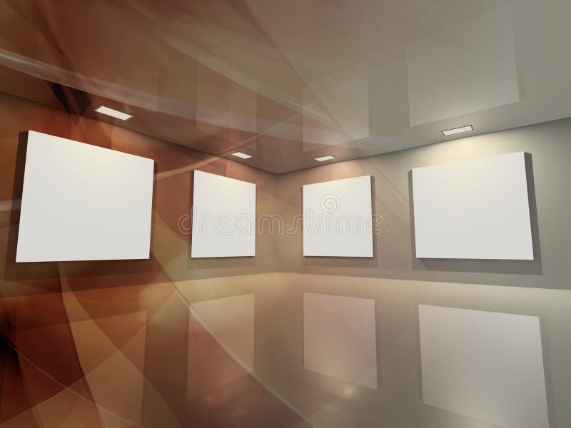 Zeitgenössische virtuellen Innenraum mit leeren Rahmen für Ihre Ausstellung.