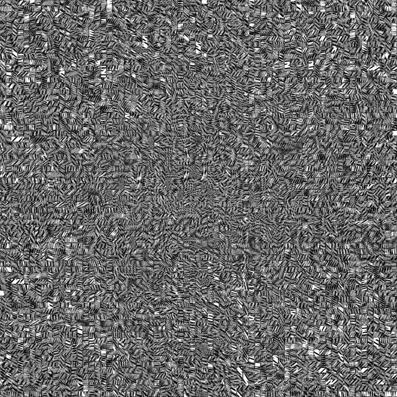 Virtual geometric pattern abstract, woven mat or rattan background, backdrop or texture. Gray or black and white b&w royalty free illustration