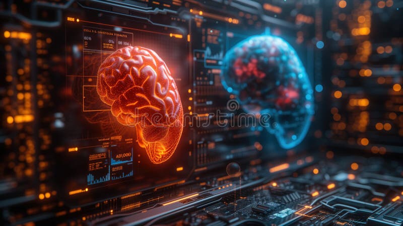 A virtual human brain stock illustration