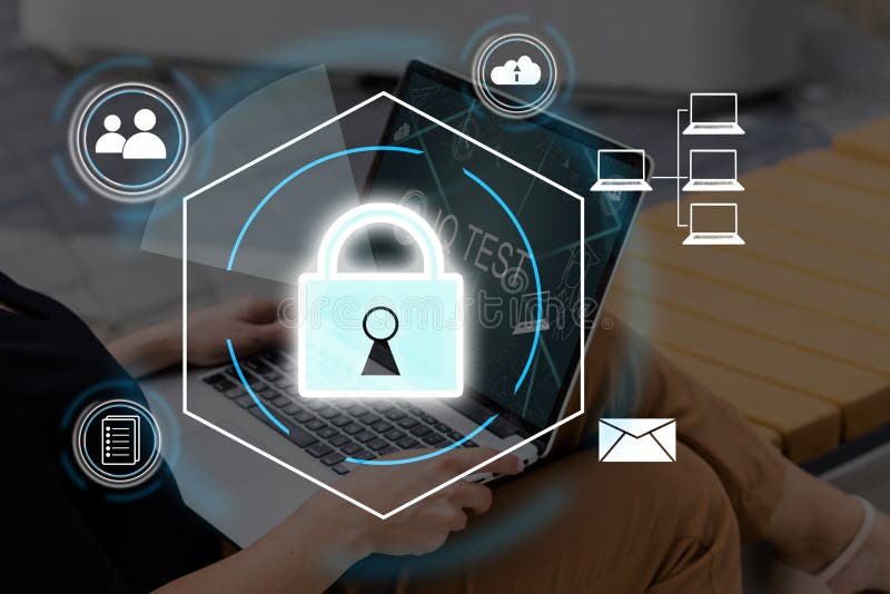 Virtual icon protection, lock. Personal Data Protection stock image